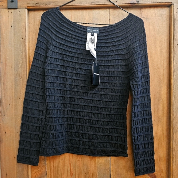 Emporio Armani | Tops | Emporio Armani Black Ribbed Knit Top Nwt